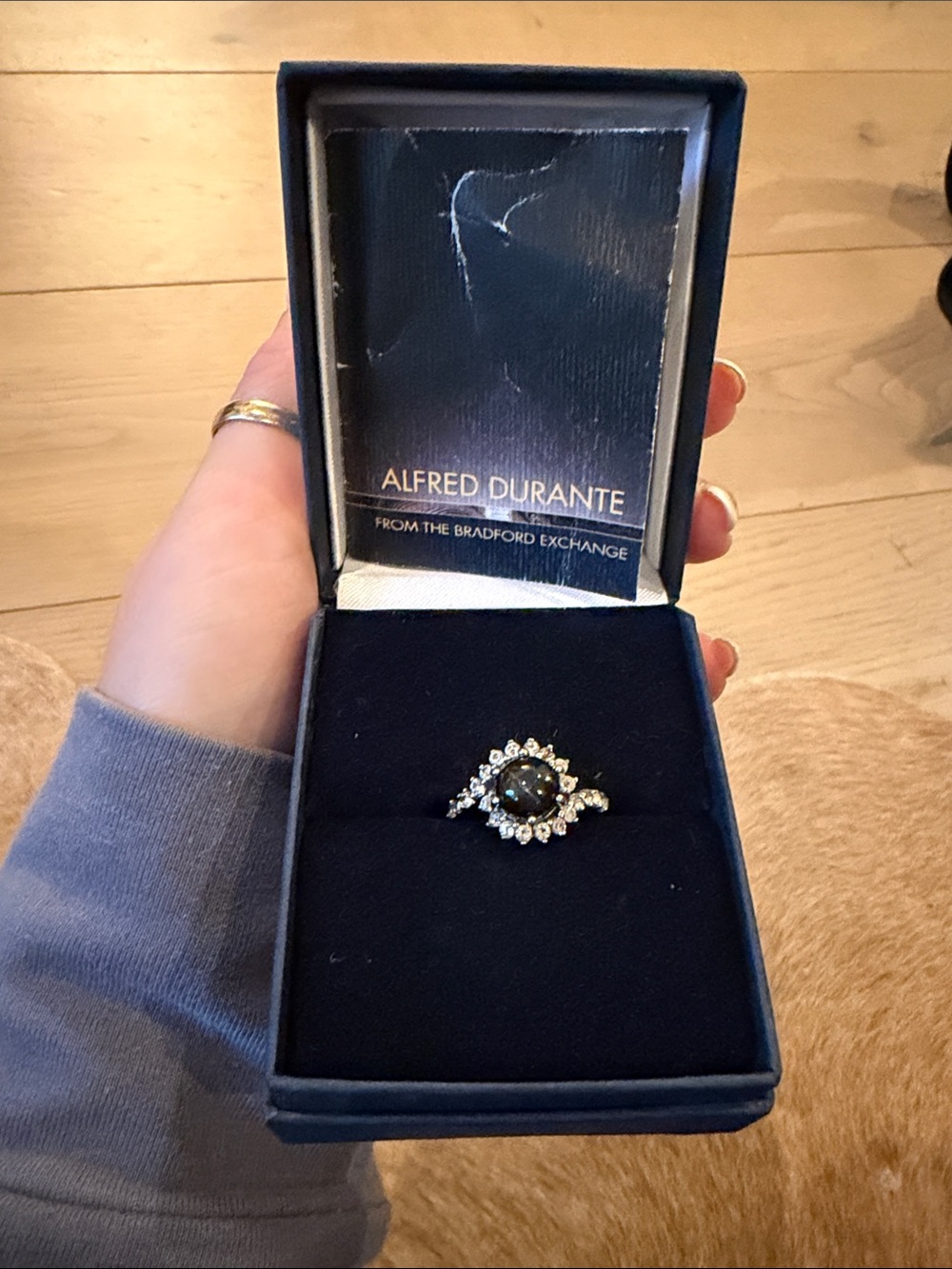 Alfred Durante Bradford Exchange Black Star Sapphire and Topaz Silver ring